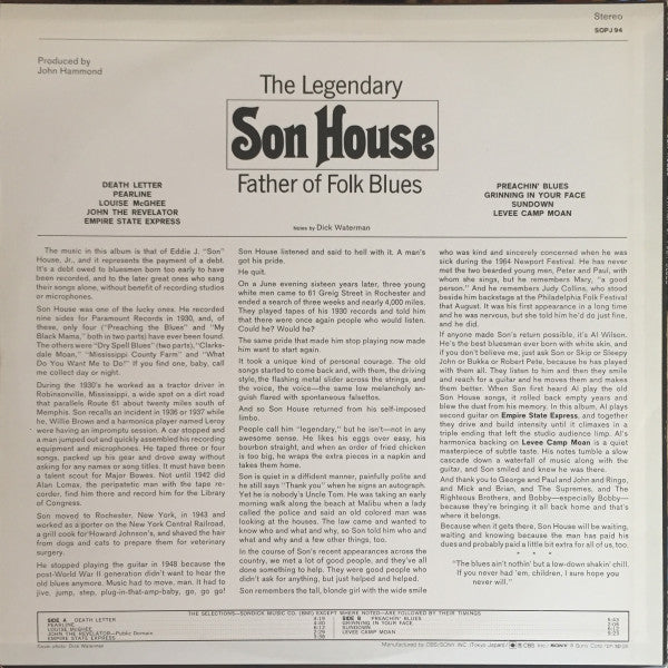 Son House - Father Of Folk Blues (Vinyl, LP, Album, Reissue)