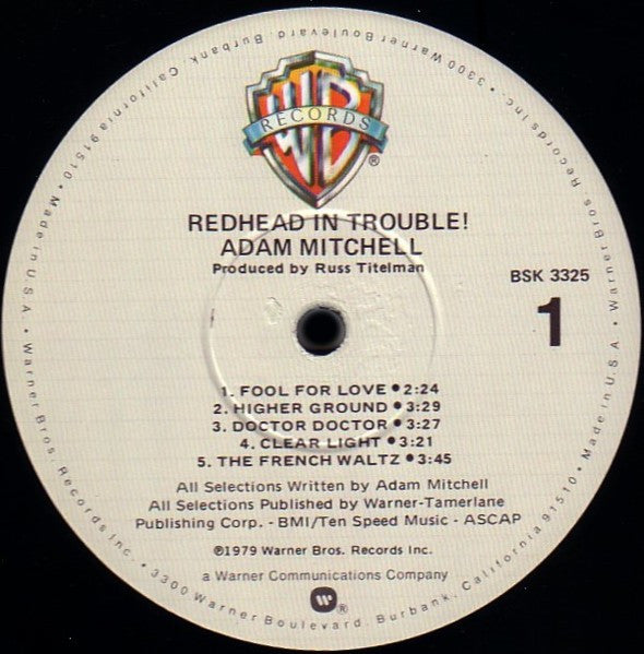 Adam Mitchell - Redhead In Trouble! (Vinyl, LP, Album) Good Plus (G+) / Very Good Plus (VG+)