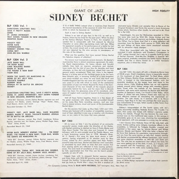 Sidney Bechet - Volume 2 (Vinyl, LP, Album, Mono) Very Good (VG) / Good Plus (G+)