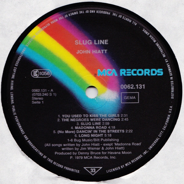 John Hiatt - Slug Line (Vinyl, LP, Album) Very Good (VG) / Very Good (VG)