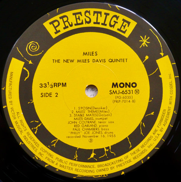 The Miles Davis Quintet - Miles (Vinyl, LP, Album, Mono, Reissue) Very Good Plus (VG+) / Very Good Plus (VG+)