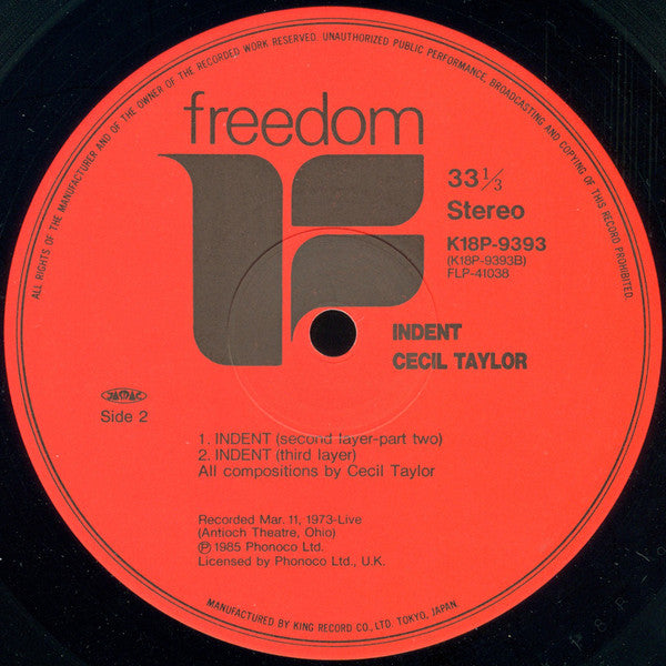 Cecil Taylor - Indent (Vinyl, LP, Album, Reissue)