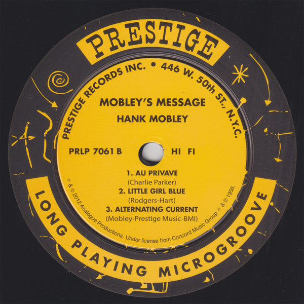 Hank Mobley - Mobley's Message (Vinyl, LP, Album, Reissue, Remastered, Mono) Mint (M) / Mint (M)
