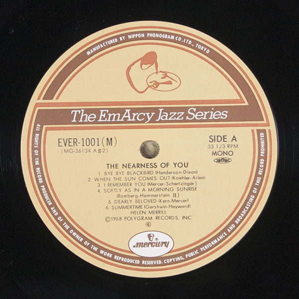 Helen Merrill - The Nearness Of You (Vinyl, LP, Album, Reissue, Mono) Very Good (VG) / Very Good Plus (VG+)