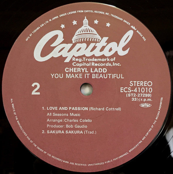 Cheryl Ladd - You Make It Beautiful (Vinyl, 12", Single) Very Good Plus (VG+) / Very Good Plus (VG+)