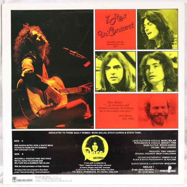 T. Rex - In Concert (LP, Album) - Very Good Plus (VG+) / Very Good Plus (VG+)