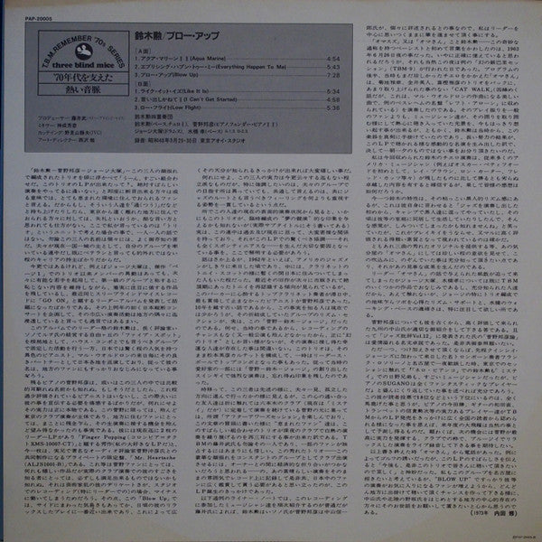 Isao Suzuki Trio - Blow Up (Vinyl, LP, Album, Reissue, Stereo) Very Good Plus (VG+) / Very Good (VG)