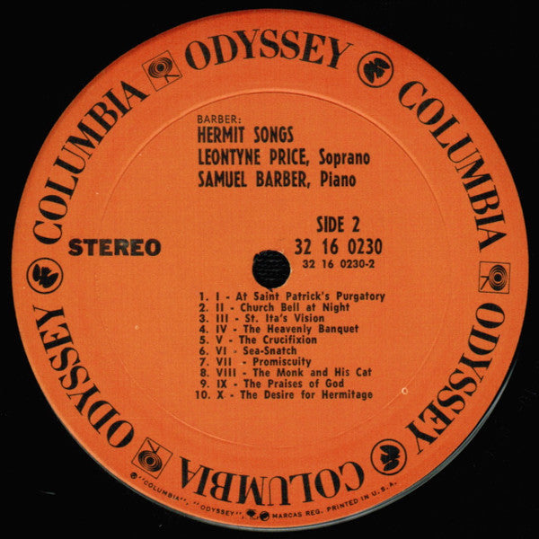 Samuel Barber - Knoxville "Summer Of 1915" / Hermit Songs (Vinyl, LP, Compilation, Stereo) Very Good (VG) / Very Good (VG)