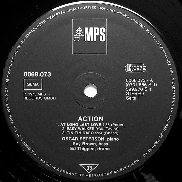 Oscar Peterson - Action (Vinyl, LP, Album, Reissue, Stereo) Very Good Plus (VG+) / Very Good Plus (VG+)