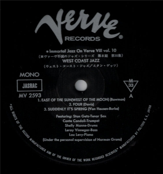 Stan Getz - West Coast Jazz (Vinyl, LP, Album, Reissue, Mono) Very Good Plus (VG+) / Very Good Plus (VG+)