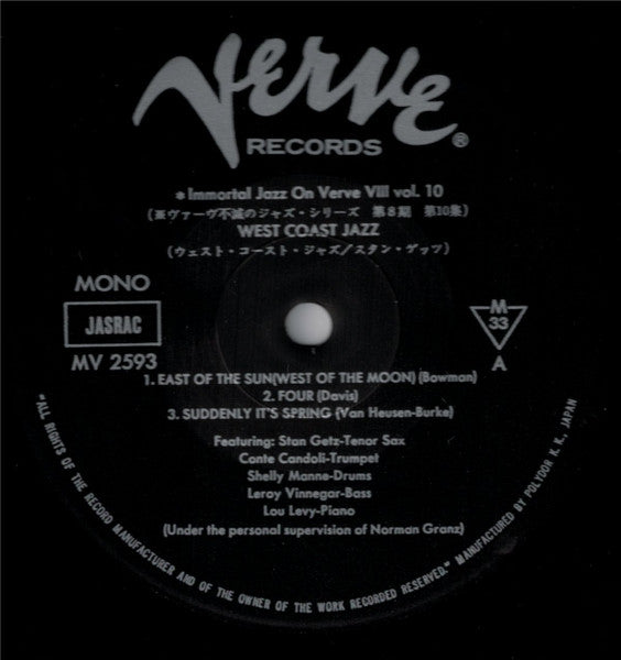 Stan Getz - West Coast Jazz (Vinyl, LP, Album, Reissue, Mono)
