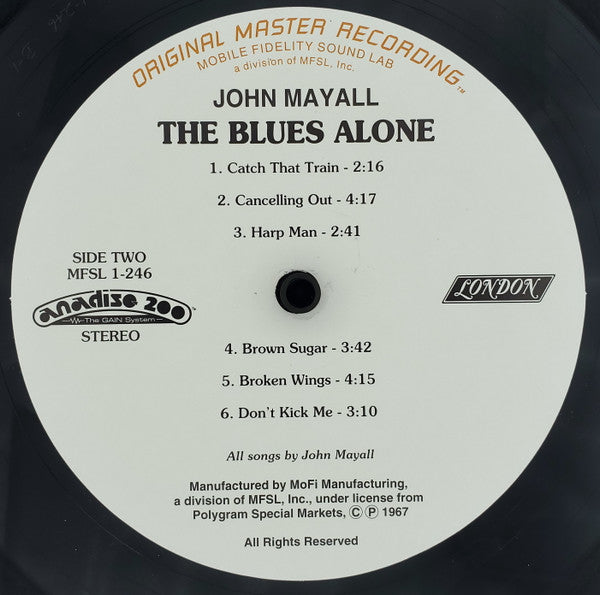 John Mayall - The Blues Alone (Vinyl, LP, Album, Limited Edition, Numbered, Remastered, Stereo) Mint (M) / Mint (M)