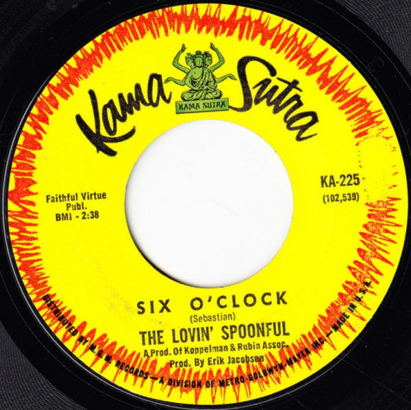 The Lovin' Spoonful - Six O'Clock (Vinyl, 7", 45 RPM, Single) Good Plus (G+) / Fair (F)