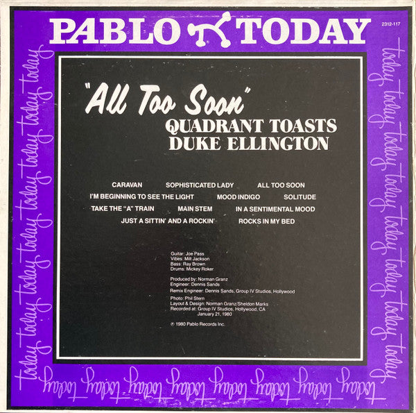 Quadrant (6) - All Too Soon (Vinyl, LP, Album, Stereo) Very Good Plus (VG+) / Very Good Plus (VG+)