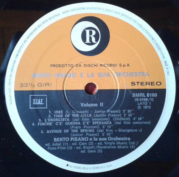 Berto Pisano E La Sua Orchestra - Volume II (Vinyl, LP, Album) Very Good Plus (VG+) / Very Good (VG)