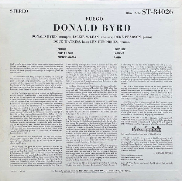 Donald Byrd - Fuego (Vinyl, LP, Album, Stereo, Reissue) Very Good Plus (VG+) / Very Good Plus (VG+)
