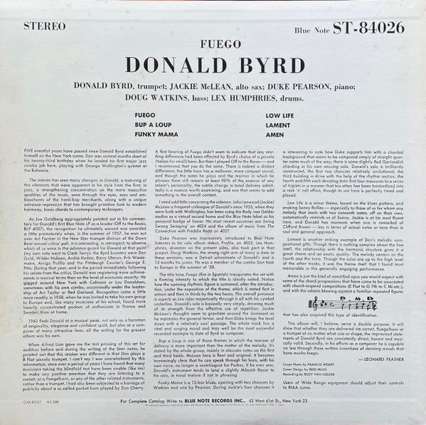 Donald Byrd - Fuego (Vinyl, LP, Album, Stereo, Reissue)