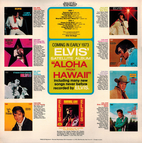 Elvis Presley - Separate Ways (Vinyl, LP, Compilation, Reissue) Good Plus (G+) / Very Good (VG)