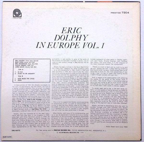 Eric Dolphy - In Europe, Vol. 1 (Vinyl, LP, Album, Reissue, Stereo) Near Mint (NM or M-) / Very Good (VG)