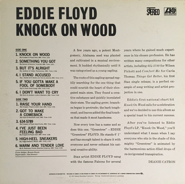 Eddie Floyd - Knock On Wood (Vinyl, LP, Album, Reissue, Remastered, Stereo) Good Plus (G+) / Very Good (VG)