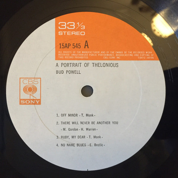 Bud Powell - A Portrait Of Thelonious (Vinyl, LP, Album, Stereo)