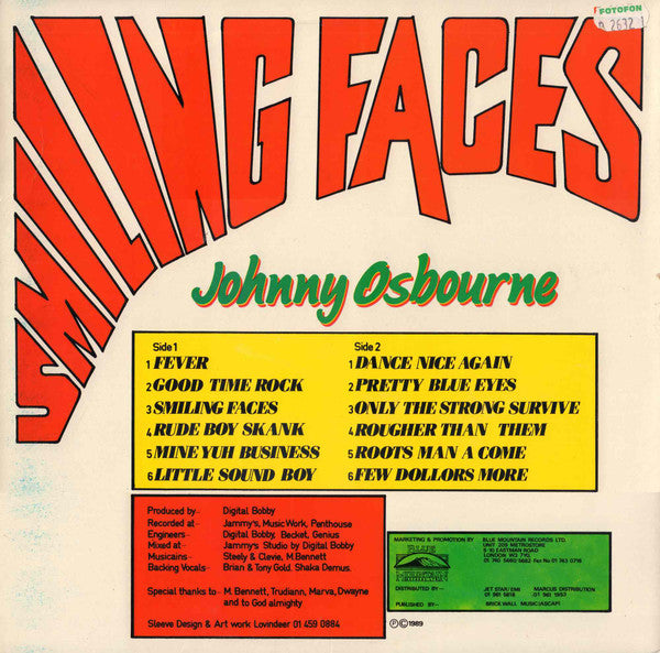 Johnny Osbourne - Smiling Faces (Vinyl, LP) Very Good Plus (VG+) / Very Good Plus (VG+)