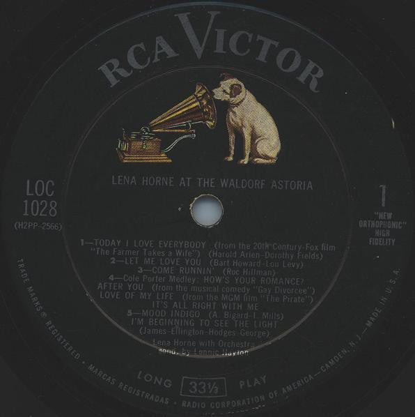 Lena Horne - Lena Horne At The Waldorf Astoria (Vinyl, LP, Album, Mono) Good Plus (G+) / Good (G)