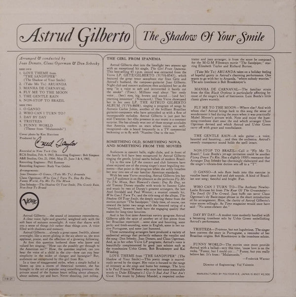 Astrud Gilberto - The Shadow Of Your Smile (Vinyl, LP, Album, Reissue, Stereo) Very Good Plus (VG+) / Very Good Plus (VG+)