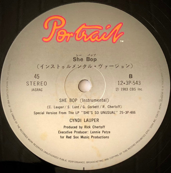 Cyndi Lauper - She Bop = She Bop (Vinyl, 12", 45 RPM, Single, Stereo) Very Good Plus (VG+) / Very Good Plus (VG+)
