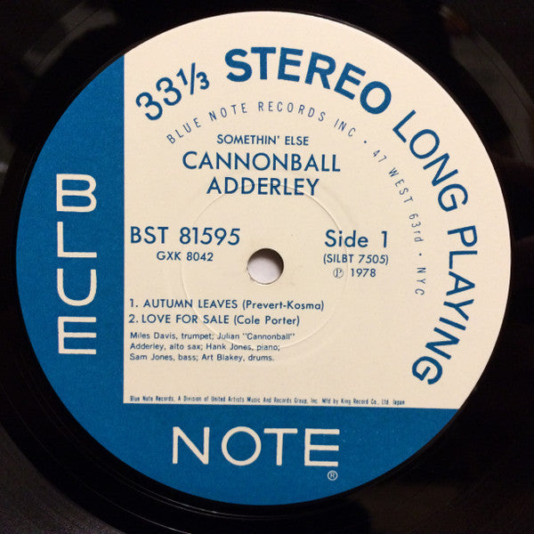 Cannonball Adderley - Somethin' Else (Vinyl, LP, Album, Limited Edition, Reissue, Stereo) Near Mint (NM or M-) / Very Good Plus (VG+)