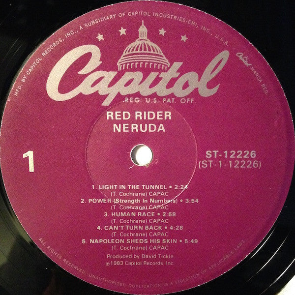 Red Rider - Neruda (Vinyl, LP, Album) Very Good (VG) / Very Good Plus (VG+)