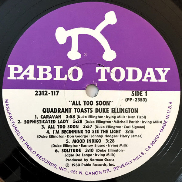 Quadrant (6) - All Too Soon (Vinyl, LP, Album, Stereo) Very Good Plus (VG+) / Very Good Plus (VG+)