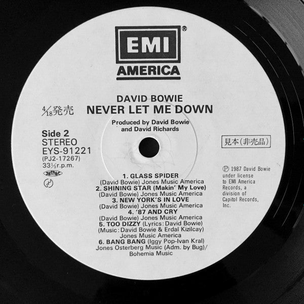 David Bowie - Never Let Me Down (Vinyl, LP, Album, Promo) Near Mint (NM or M-) / Very Good Plus (VG+)