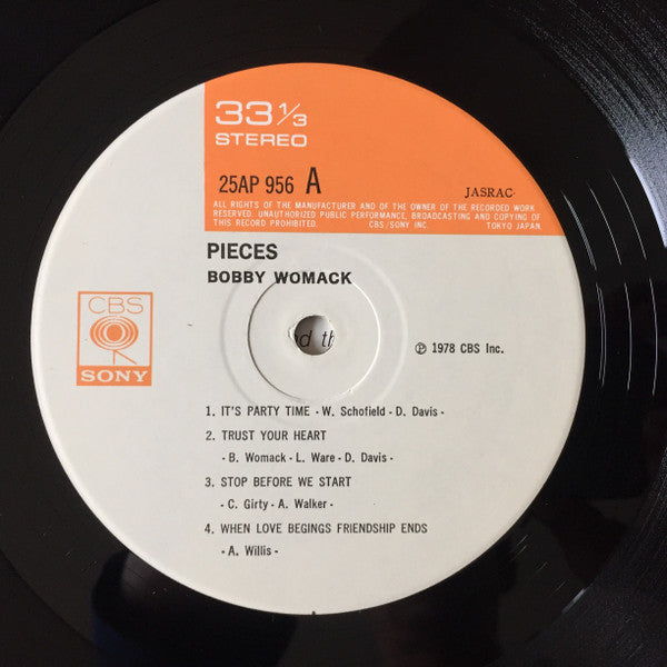 Bobby Womack - Pieces (Vinyl, LP, Album) Very Good (VG) / Very Good (VG)