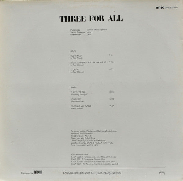 Phil Woods - Three For All (Vinyl, LP, Album, Stereo) Near Mint (NM or M-) / Very Good Plus (VG+)