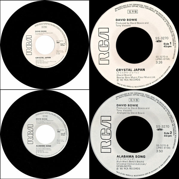 David Bowie - クリスタル・ジャパン = Crystal Japan (Vinyl, 7", 45 RPM, Single, Promo, Stereo) Very Good Plus (VG+) / Very Good Plus (VG+)