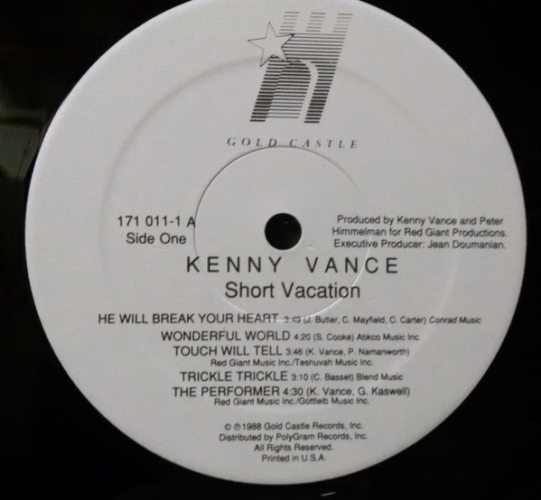 Kenny Vance - Short Vacation (Vinyl, LP, Album) Very Good Plus (VG+) / Very Good (VG)