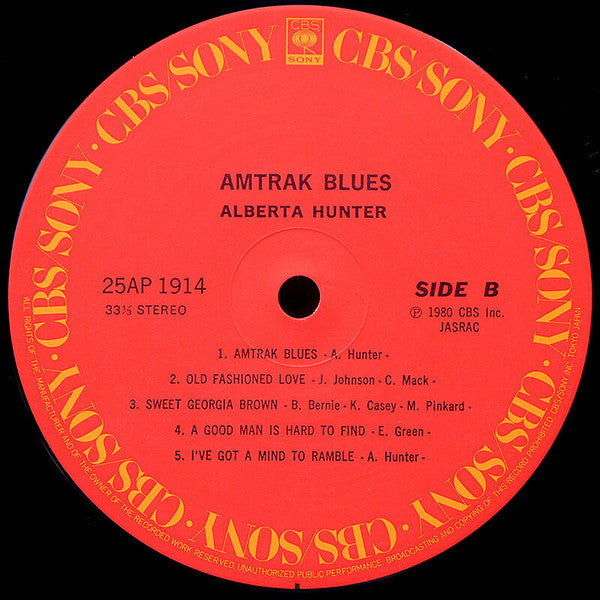 Alberta Hunter - Amtrak Blues (Vinyl, LP, Album) Very Good Plus (VG+) / Very Good Plus (VG+)