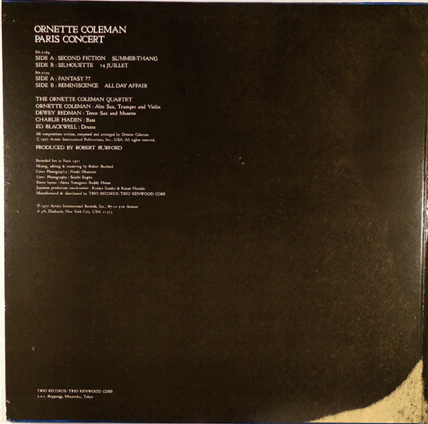 Ornette Coleman - Paris Concert (Vinyl, LP, Album)