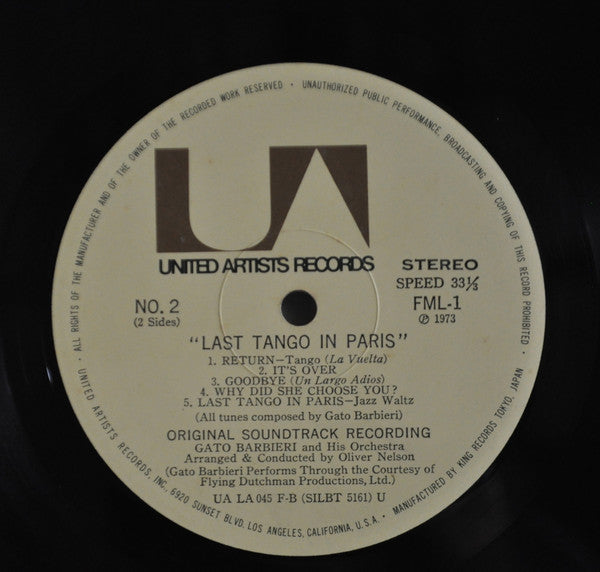 Gato Barbieri - Last Tango In Paris (Vinyl, LP, Album, Stereo) Very Good Plus (VG+) / Very Good Plus (VG+)