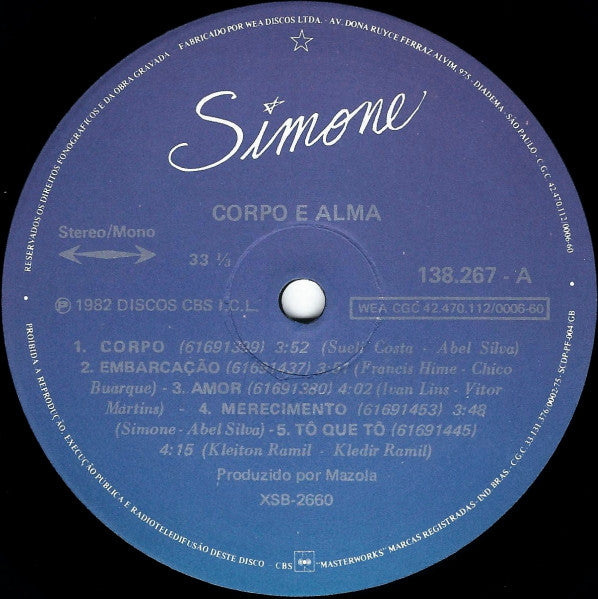 Simone (3) - Corpo E Alma (Vinyl, LP, Album)