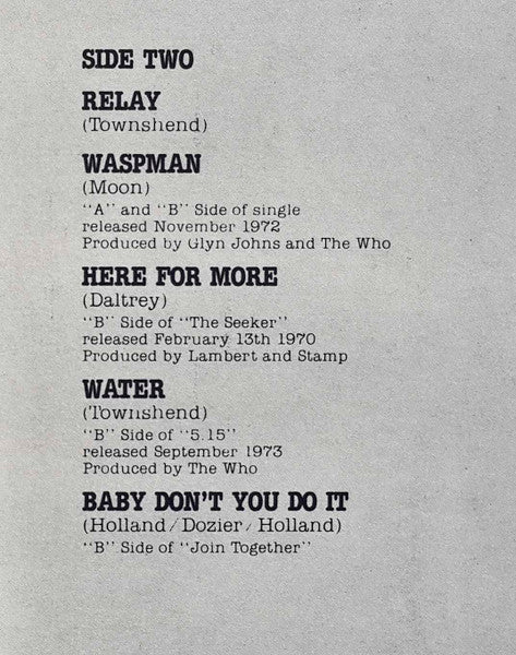 The Who - Rarities Vol. 2 "1970-1973" (Vinyl, LP, Compilation) Very Good Plus (VG+) / Good Plus (G+)