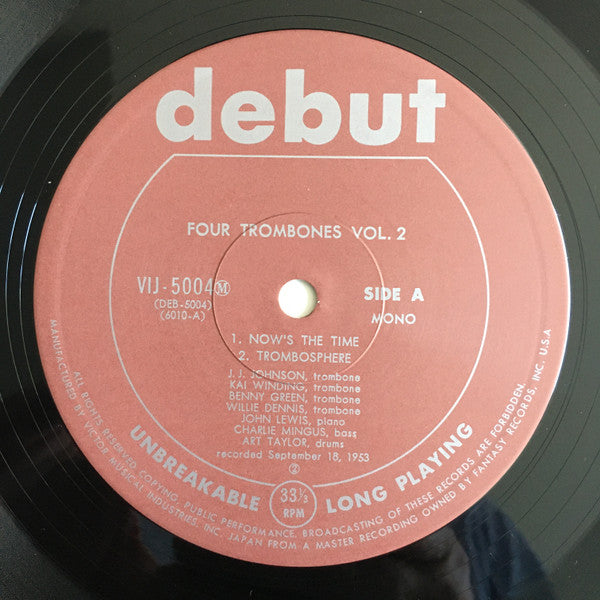 The Four Trombones - Four Trombones, Volume 2 (Vinyl, LP, Album, Limited Edition, Reissue, Mono) Very Good Plus (VG+) / Good (G)