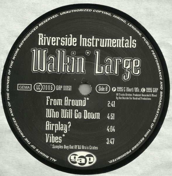 Walkin' Large - Riverside Instrumentals (Vinyl, LP) Good Plus (G+) / Good Plus (G+)