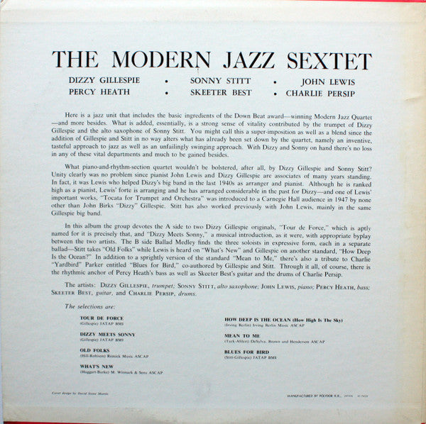 The Modern Jazz Sextet - The Modern Jazz Sextet (Vinyl, LP, Album, Reissue, Mono) Very Good Plus (VG+) / Good Plus (G+)