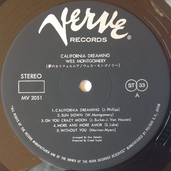 Wes Montgomery - California Dreaming (Vinyl, LP, Album, Reissue, Stereo) Very Good Plus (VG+) / Very Good Plus (VG+)