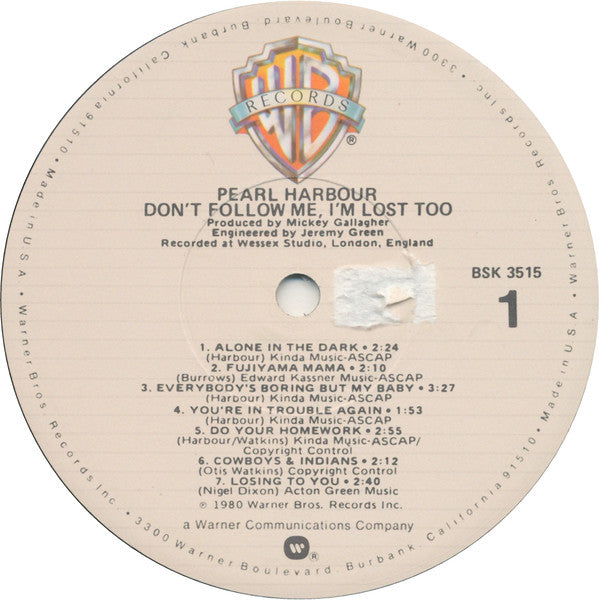 Pearl Harbour - Don't Follow Me, I'm Lost Too (Vinyl, LP, Album, Stereo) Very Good Plus (VG+) / Good Plus (G+)