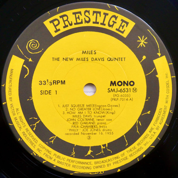 The Miles Davis Quintet - Miles (Vinyl, LP, Album, Mono, Reissue) Very Good Plus (VG+) / Very Good Plus (VG+)