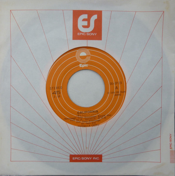 Raffaella Carrà - California = 燃えるカリフォルニア (Vinyl, 7", 45 RPM) Very Good Plus (VG+) / Very Good (VG)