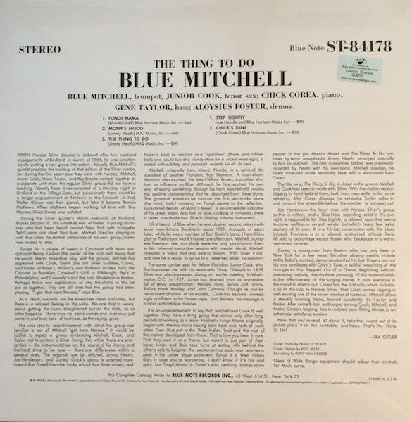 Blue Mitchell - The Thing To Do (2xVinyl, 12", 45 RPM, Album, Limited Edition, Numbered, Reissue, Remastered, Stereo) Very Good Plus (VG+) / Near Mint (NM or M-)